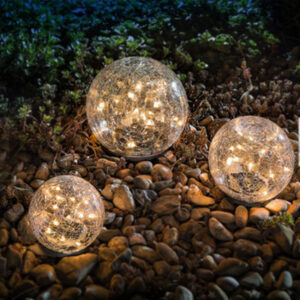 Cracked Glass Ball Waterproof LED Solar Power Outdoor Light