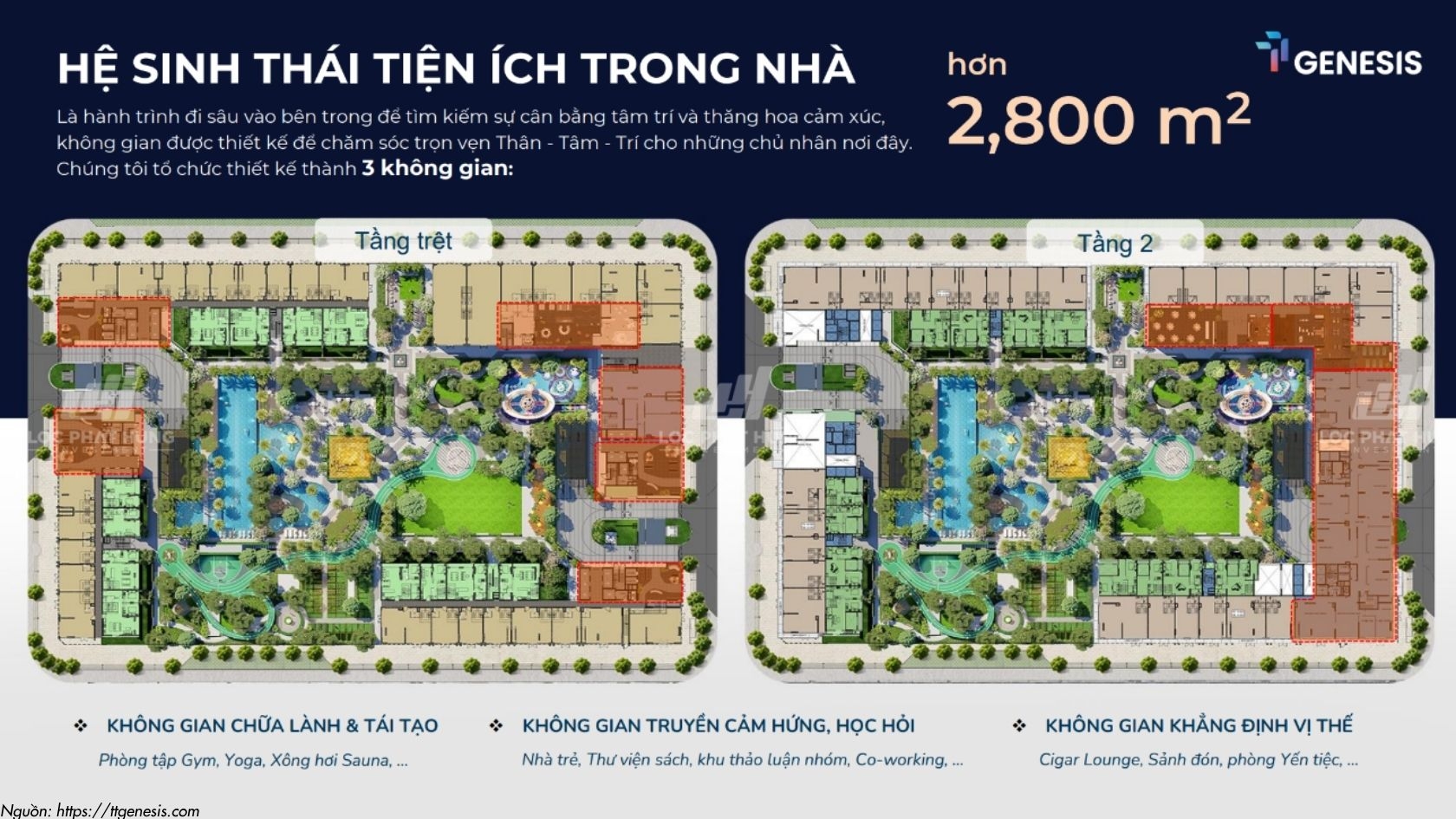 Mặt bằng tiện ích trong nhà TT Genesis