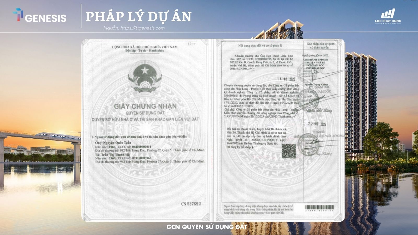Hình Ảnh Giấy Chứng Nhận Quyền Sử Dụng Đất TT Genesis Mới Nhất