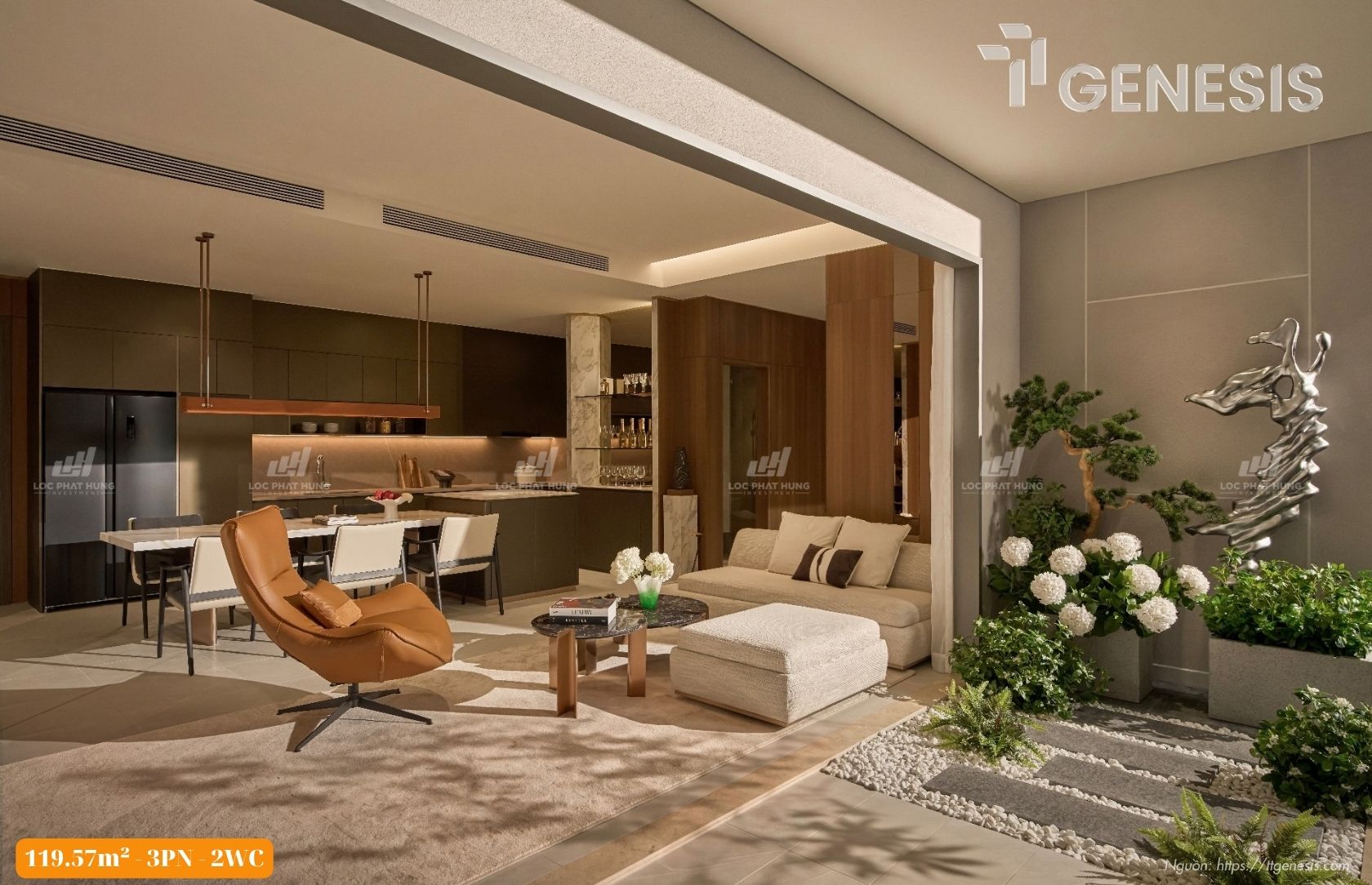 Phòng Khách Nhà mẫu TT Genesis 3PN-2WC-119.57m2